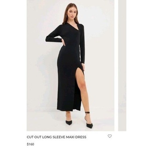 Endless Rose Black Cutout Neckline Long Maxi Dress Side Slit Sz M Cocktail Gala